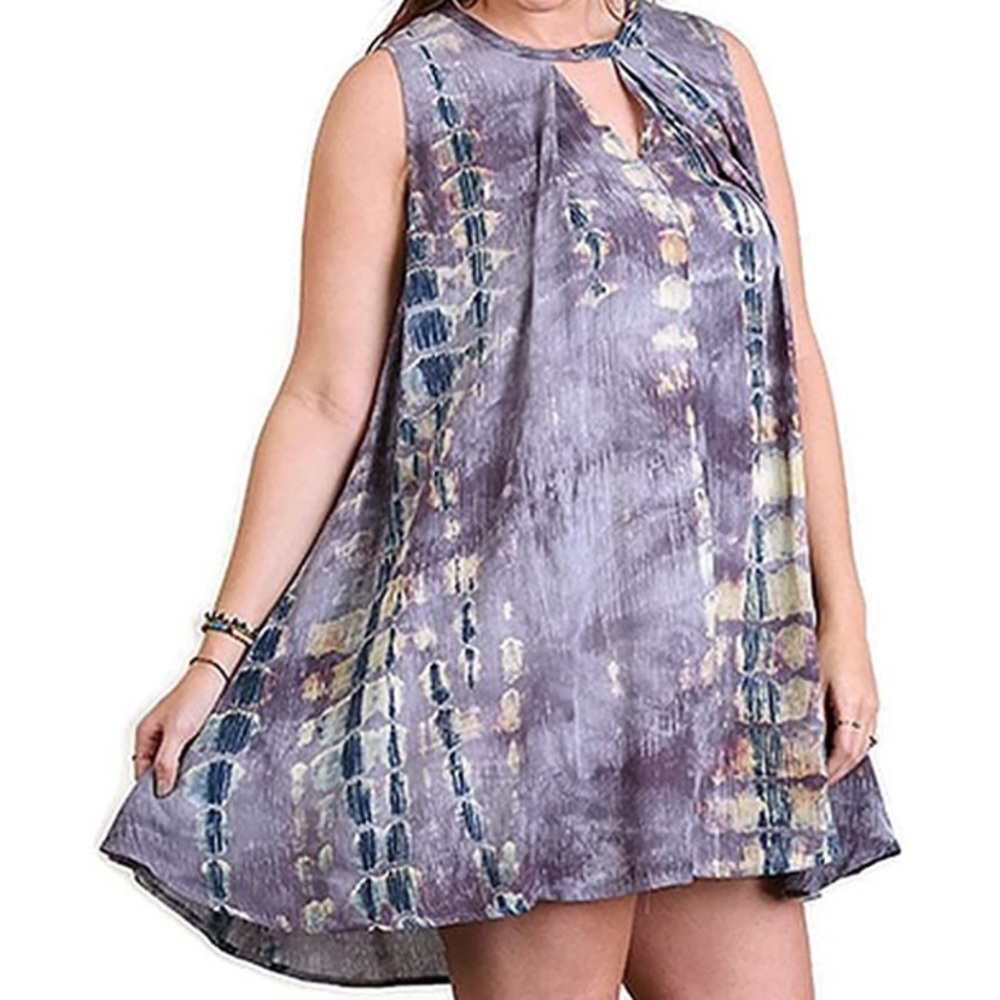 NWT Umgee Tie Dye Sleeveless Keyhole Dress